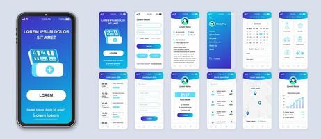 Blue gradient medicine UI smartphone interface vector