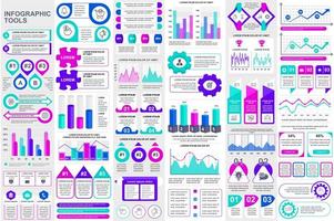 Colorful infographic elements data visualization bundle vector