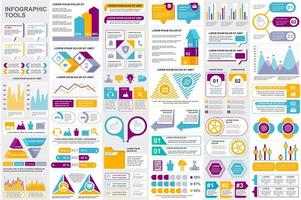 Colorful infographic elements data visualization bundle vector