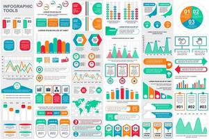 colorido paquete de visualización de datos de elementos infográficos vector