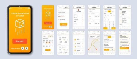 Orange gradient delivery UI mobile app smartphone interface vector