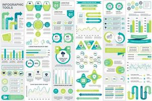 Colorful infographic elements data visualization bundle vector