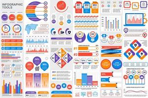 colorido paquete de visualización de datos de elementos infográficos vector