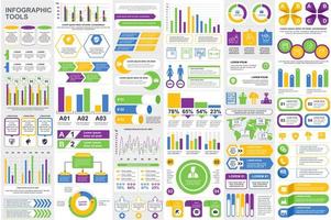 Colorful infographic elements data visualization bundle vector