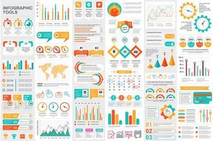 colorido paquete de visualización de datos de elementos infográficos vector