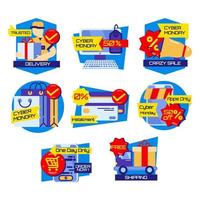 Cyber Monday Label Sticker Collection vector