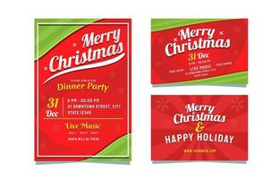 Green And Red Color Combination Christmas Invitation vector