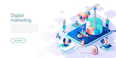 Digital marketing landing page template vector