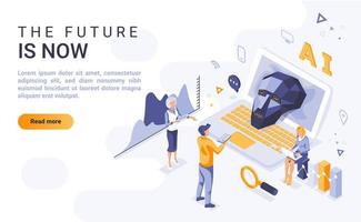 Future is now isometric landing page vector