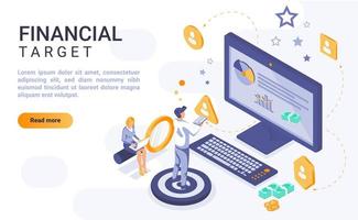 página de destino isométrica de destino financiero vector