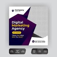 Social media post template in purple and white vector