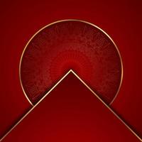 Elegant red and gold triangle circle background vector