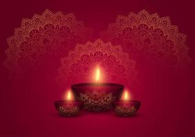 Decorative Diwali background in gold and red vector