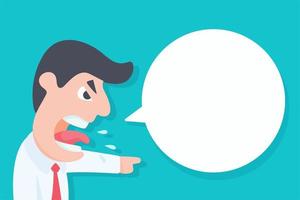 Cartoon Angry Boss with Empty Speech Bubble vector