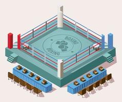 arena de boxeo de anillo vacío isométrico vector