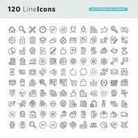 Set of Line Icons for Social Network and E-commerce vector