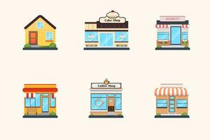 Flat Design Store Buildings vector