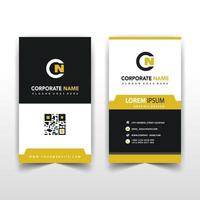 Yellow back and front business card template vector