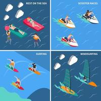 Water Sports Isometric People vector