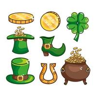 St. Patrick decoration icon set vector