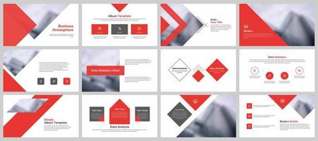 Business presentation layout templates in red and white vector