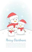 Christmas postcard template with snowmen vector