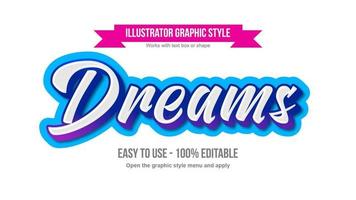 Blue and White Cursive Modern 3D Text Style vector