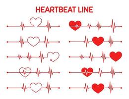 Red Heart Rate Exercising Graph Set vector