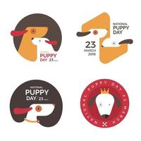 National puppy day emblem set vector