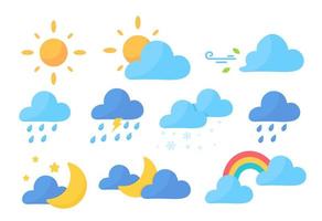 Weather Forecast Icons on White vector