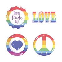 Happy pride day, rainbow LGBT community badge set vector