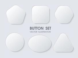 3D Geometric Buttons with Realistic Curves and Shadows vector