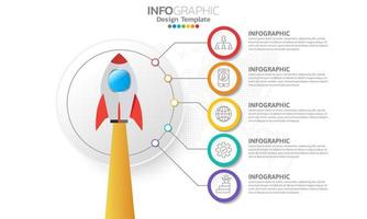 Plantilla de infografía de línea de tiempo con 5 elementos. vector