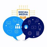 Social Media Day Poster with Speech Bubbles and Icons vector