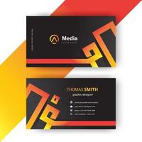 Orange and yellow gradient line business card template vector