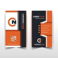 Orange vertical back and front business card template vector