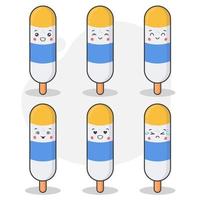 Cute Ice Cream or Popsicle Characters Set vector