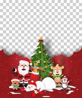 Christmas poster template with Santa and friends vector