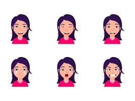 Cute Kid Girl With Different Facial Expression vector