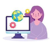 Student girl with computer vector