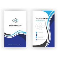 Blue swirl vertical business card template vector