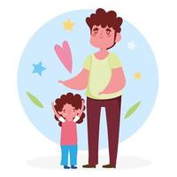 padre e hija con corazones y estrellas vector