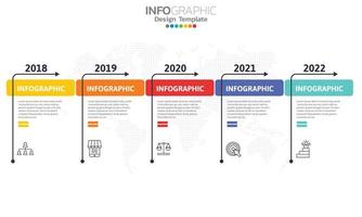 Plantilla de infografía de línea de tiempo con 5 elementos. vector