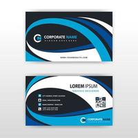 Blue curve horizontal business card template vector