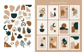 Sets of Aesthetic Abstract Posters and Elements vector