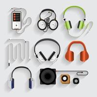 auriculares gráficos, altavoz, reproductor de mp3 vector