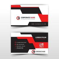 Red and black shape business card template vector