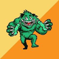 Green monster with hands out vector