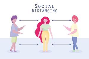 Covid-19 people social distancing design vector