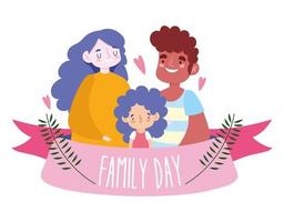 madre, padre e hija para la celebración del día de la familia. vector